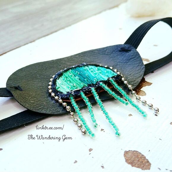 Hand Embroidered Jellyfish Eye Patch, Vision Accessory, Ocular Aid, Costume - Picture 3 of 5